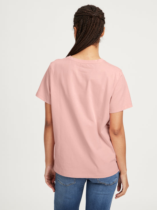 Damen Regular T-Shirt mit Print rosa.
