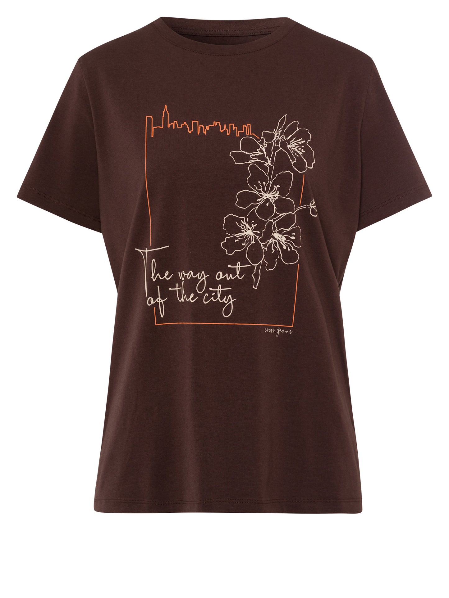 Damen Regular T-Shirt mit Print braun.