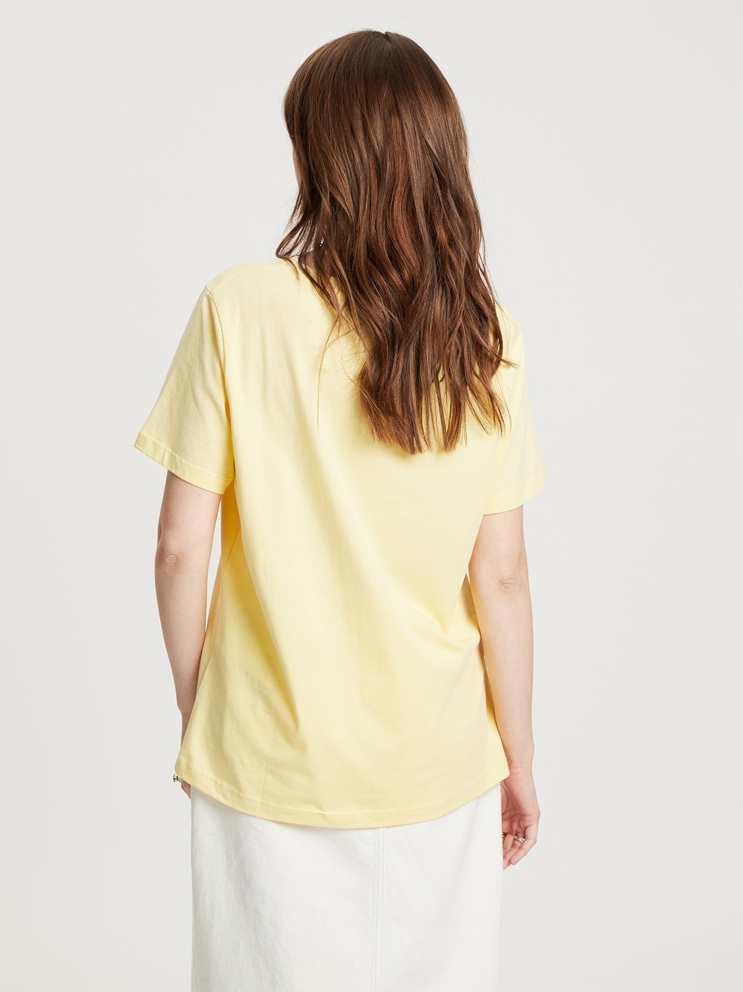 Damen Regular T-Shirt mit Foto-Print gelb