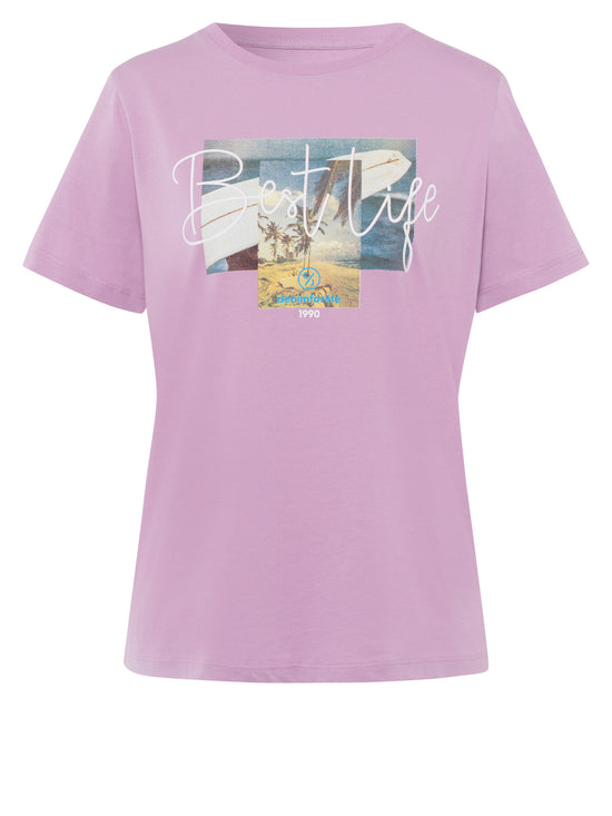 Ladies regular T-shirt with photo print purple