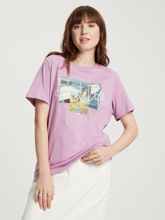 Ladies regular T-shirt with photo print purple