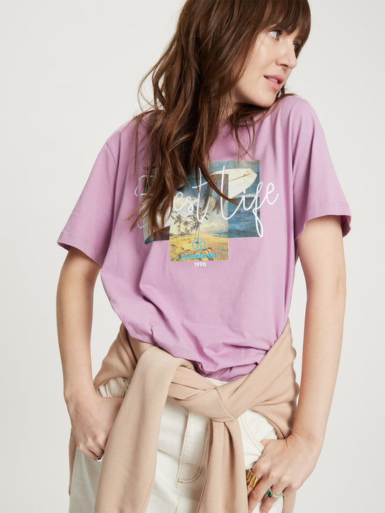 Ladies regular T-shirt with photo print purple