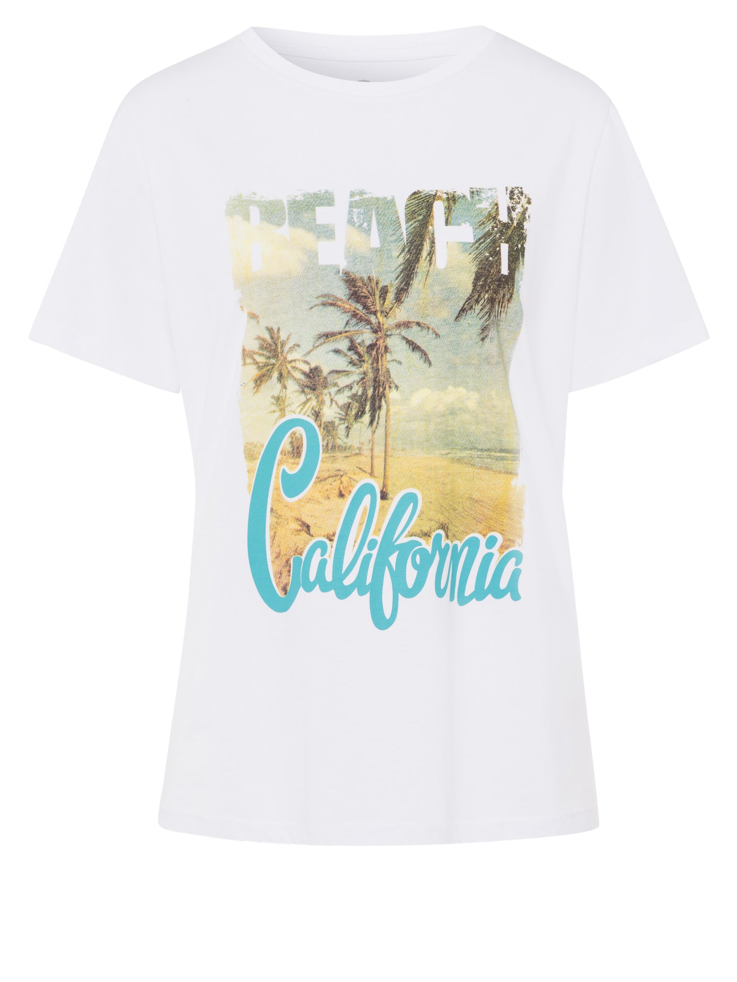 Women's regular T-shirt with front print in white.