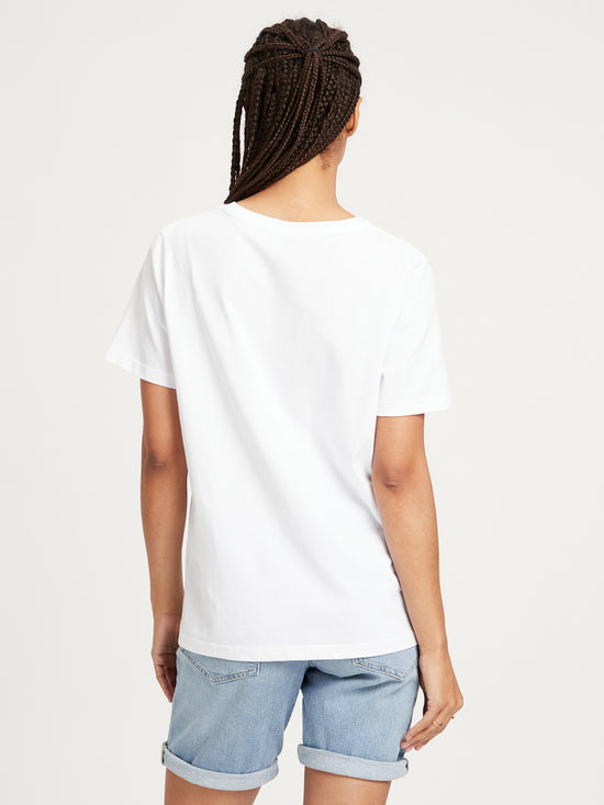 Women's regular T-shirt with front print in white.