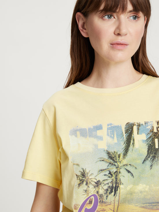 Damen Regular T-Shirt Foto-Print gelb