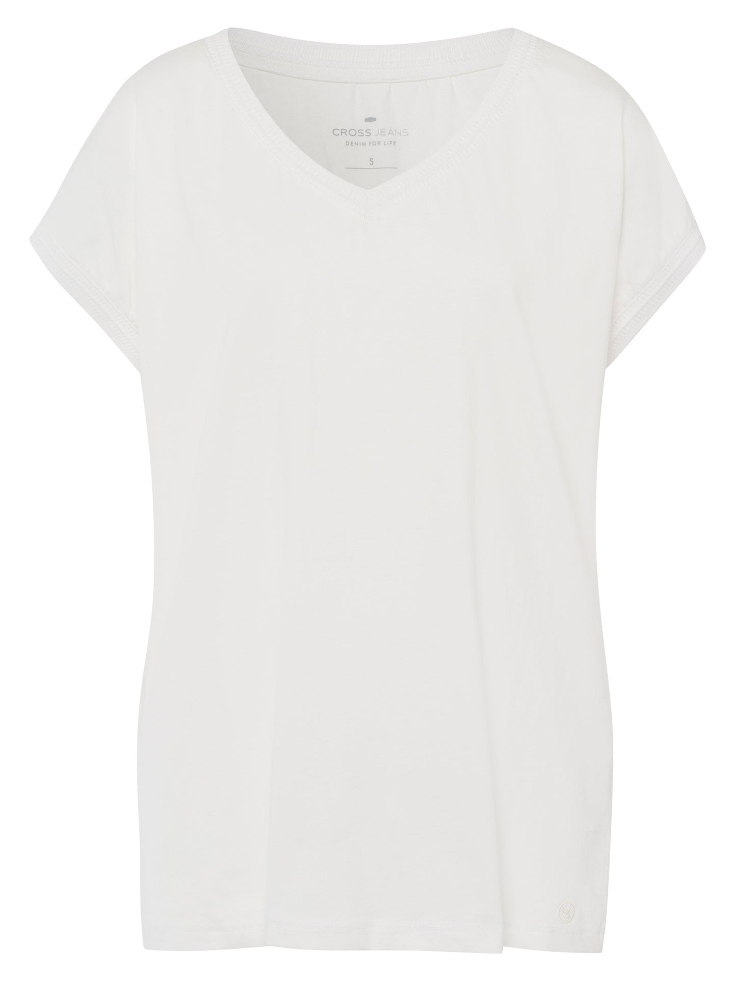 Women's regular V-neck T-shirt ecru