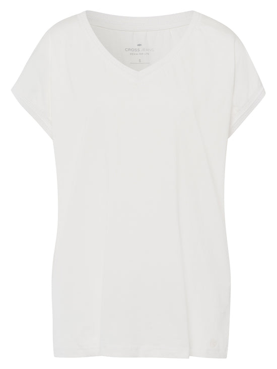 Damen Regular T-Shirt mit V-Ausschnitt ecru