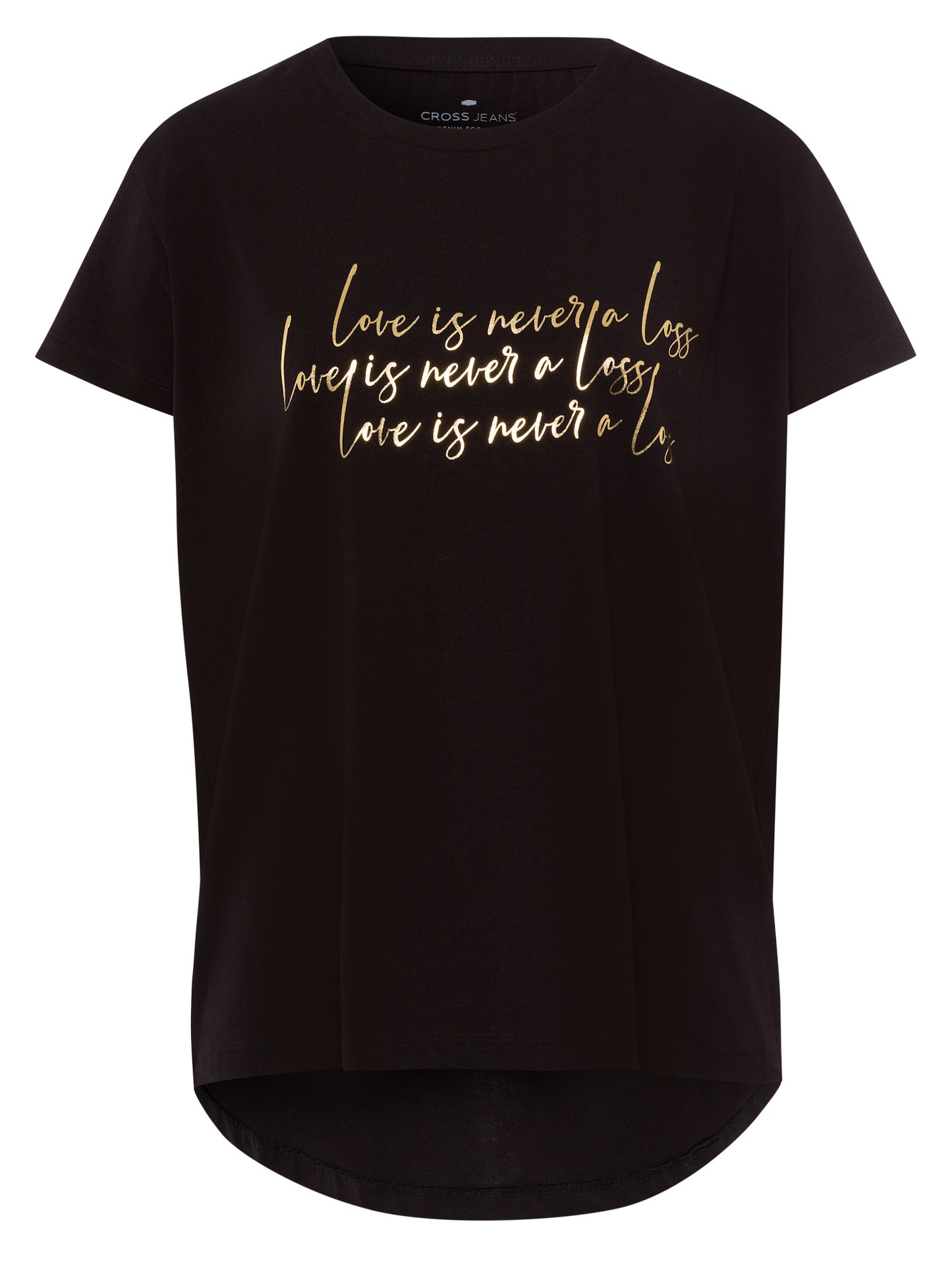 Damen Regular T-Shirt mit Statement-Print schwarz.