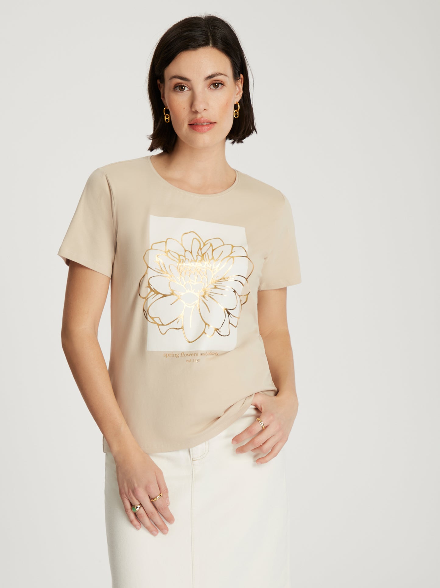 Damen Slim T-Shirt in beige