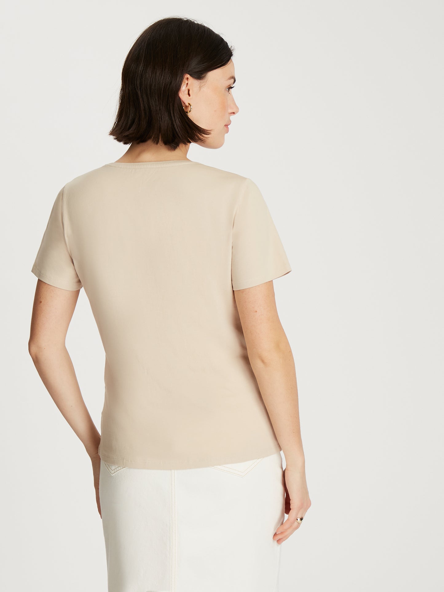 Damen Slim T-Shirt in beige