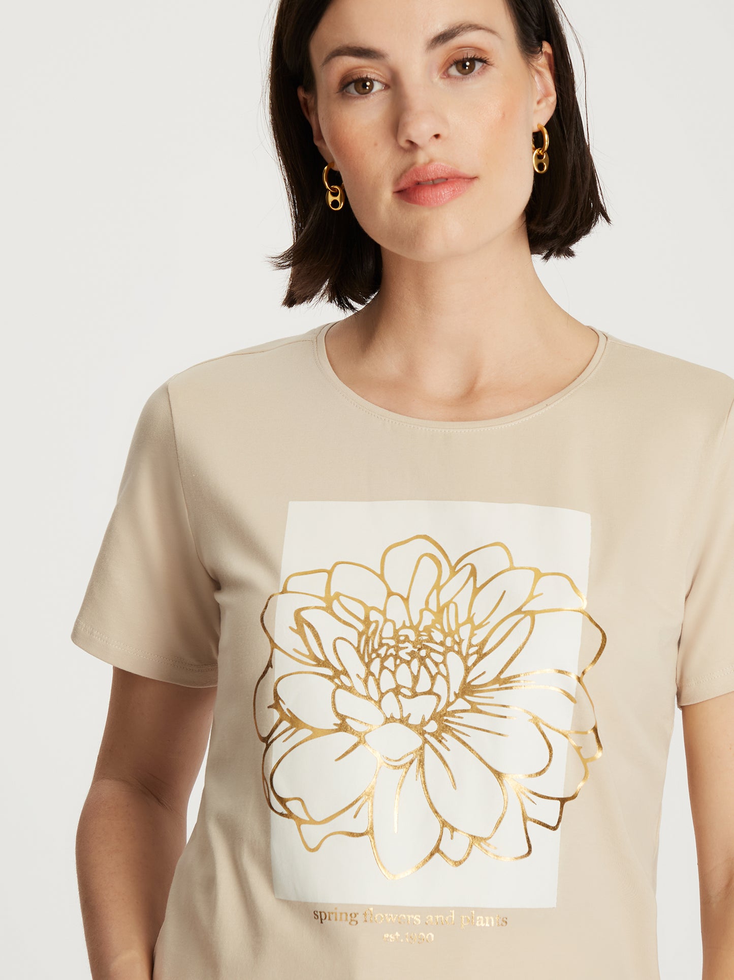 Damen Slim T-Shirt in beige