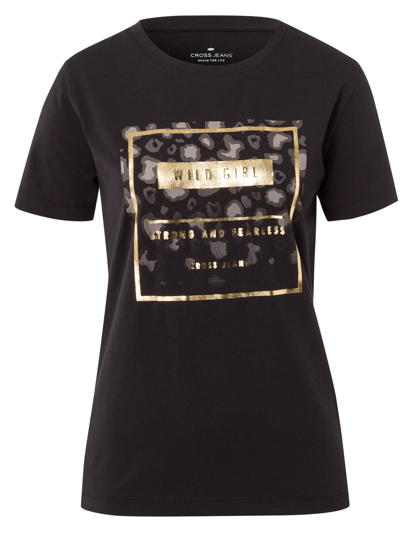 Damen Slim T-Shirt in schwarz