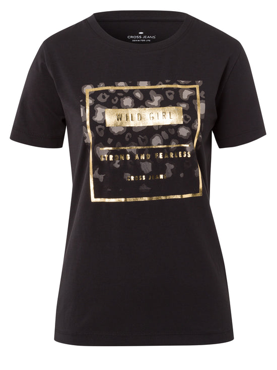 Damen Slim T-Shirt in schwarz