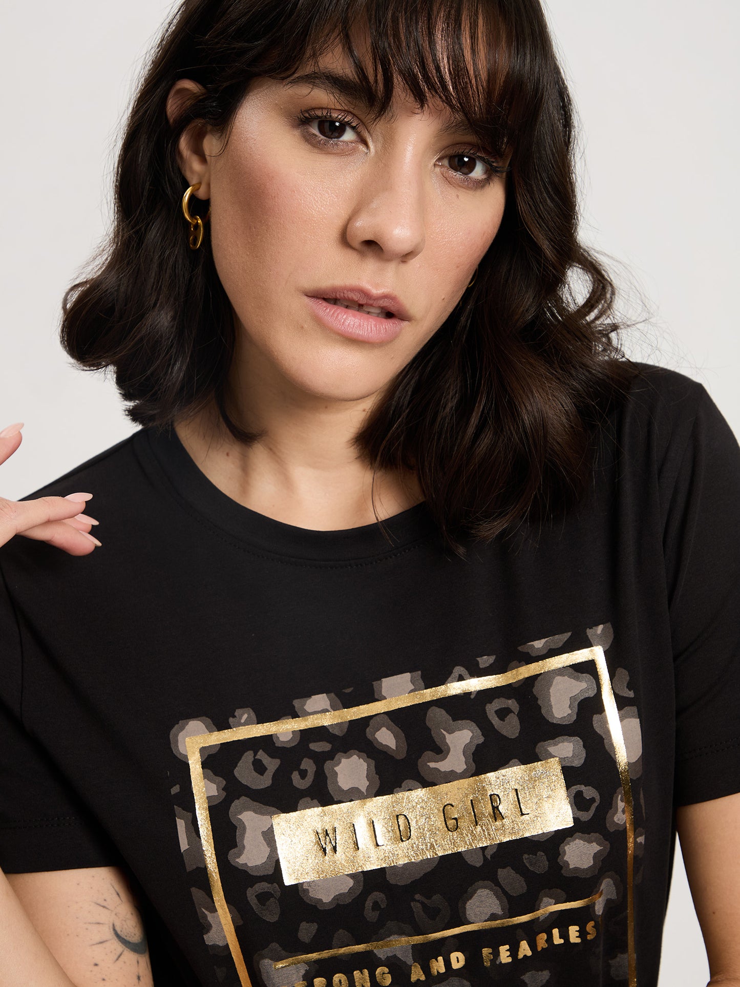 Damen Slim T-Shirt in schwarz
