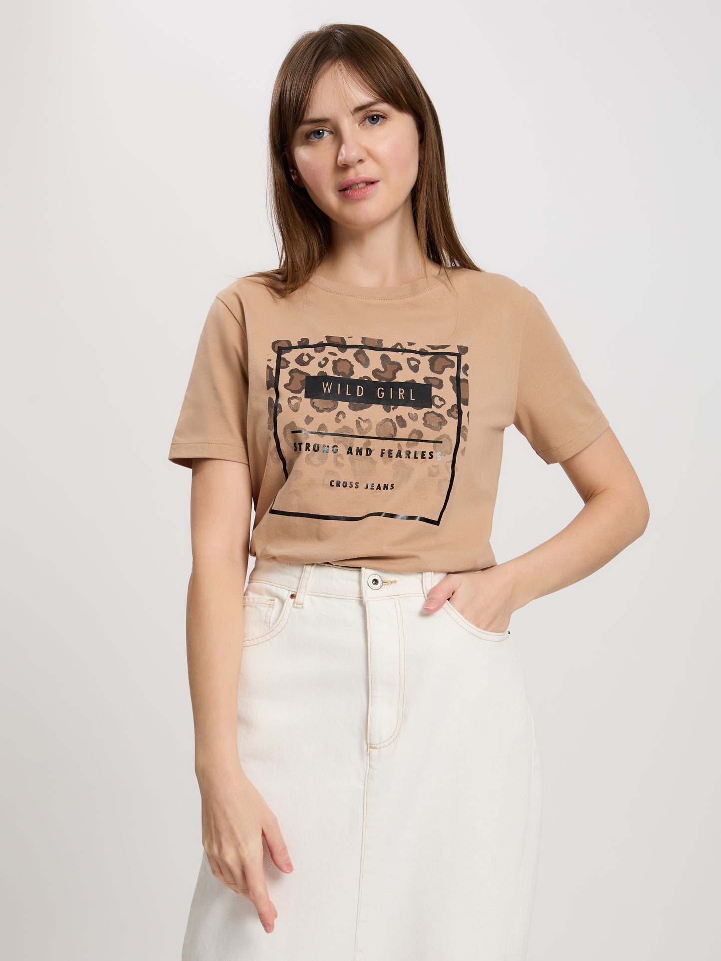 Damen Slim T-Shirt in braun