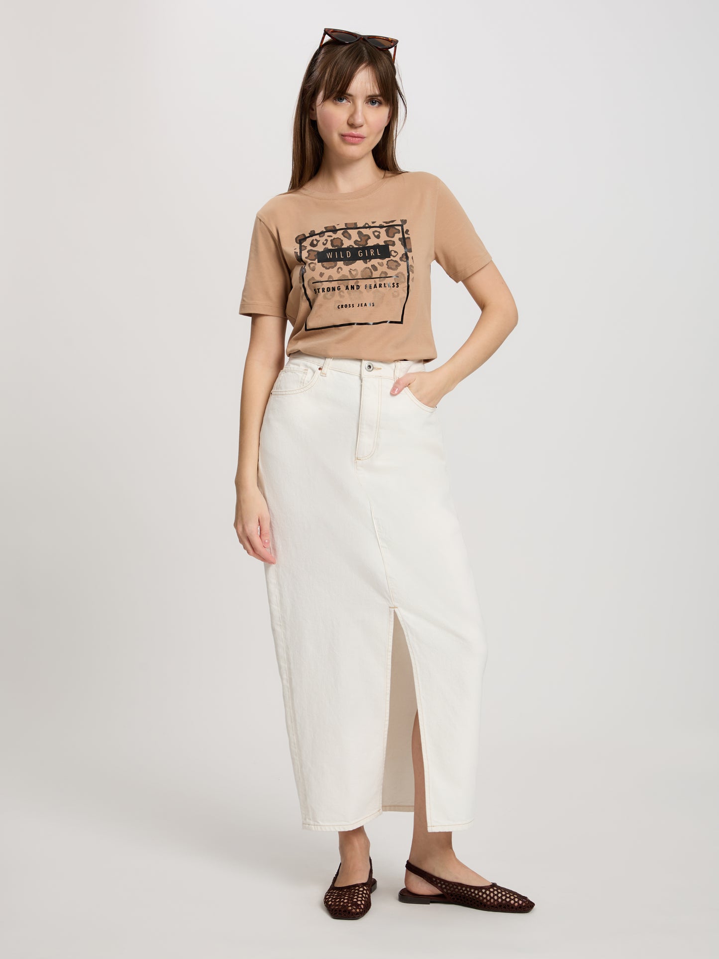 Damen Slim T-Shirt in braun