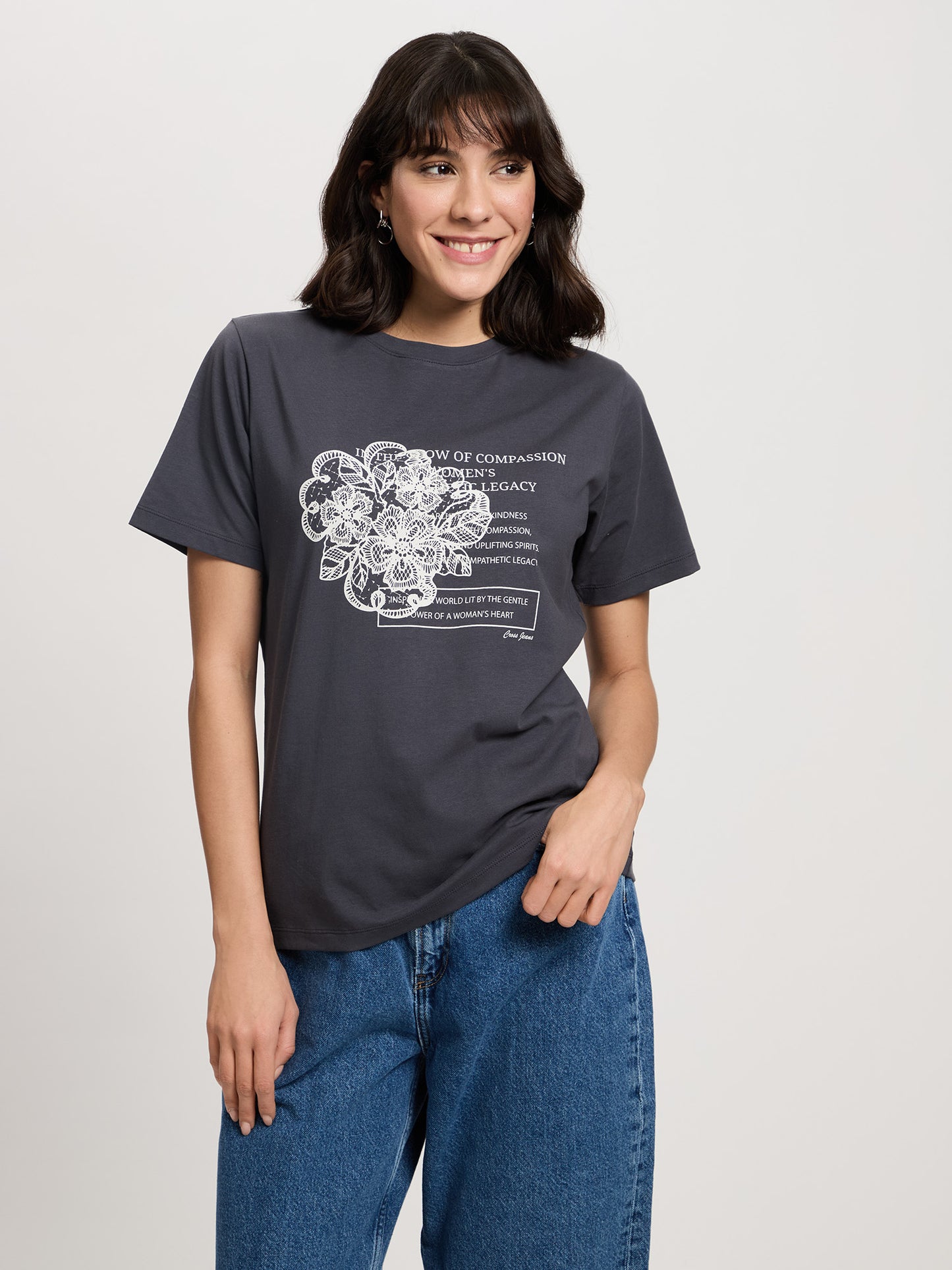 Damen Regular T-Shirt in anthrazit