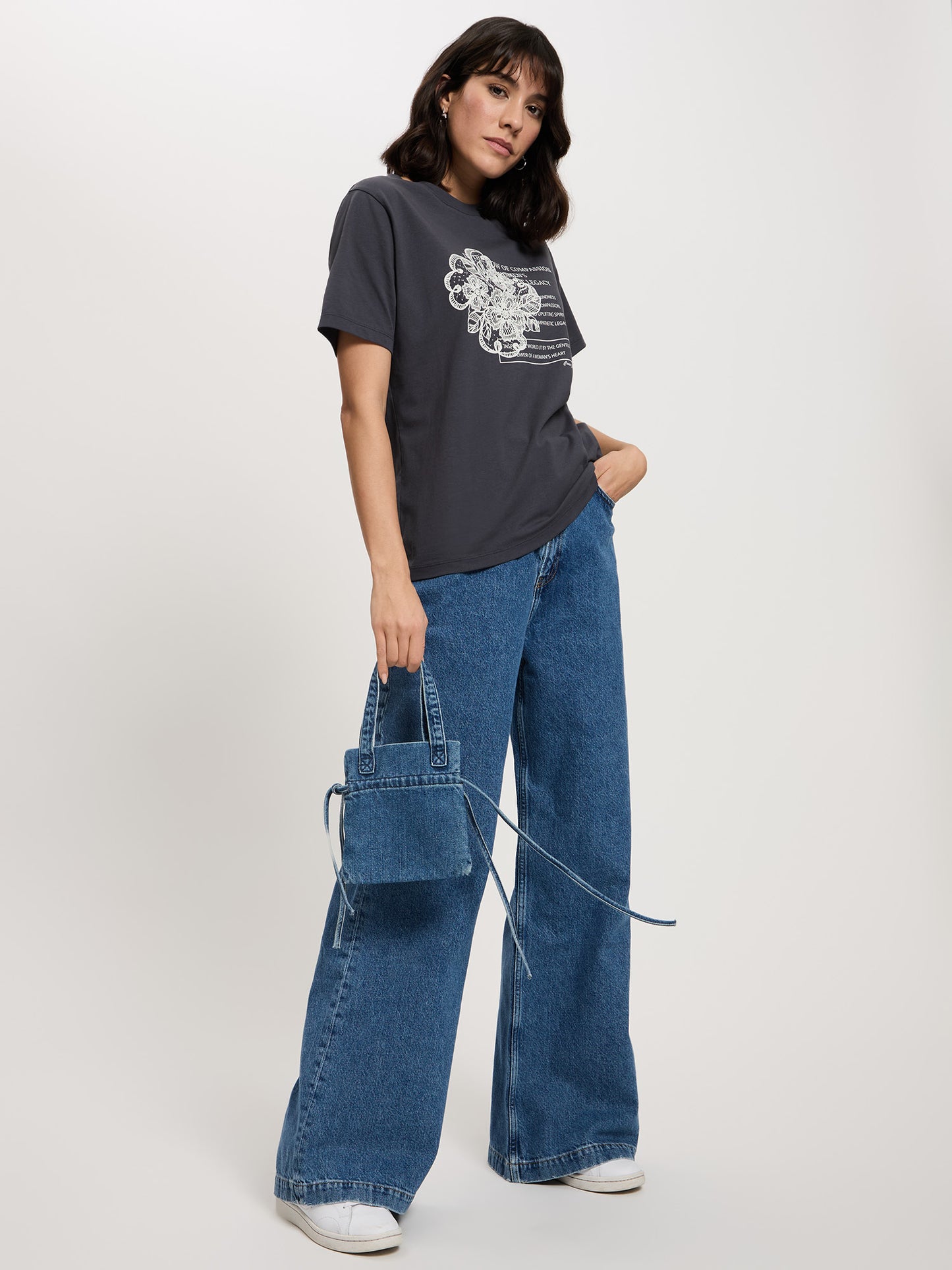 Damen Regular T-Shirt in anthrazit
