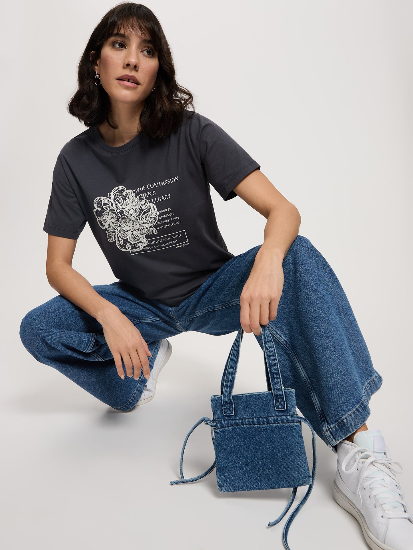 Damen Regular T-Shirt in anthrazit
