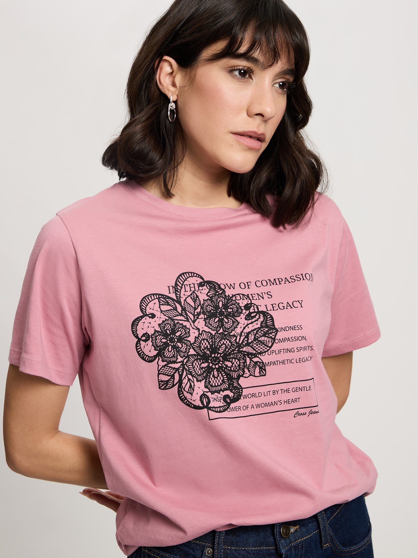 Damen Regular T-Shirt in rosa