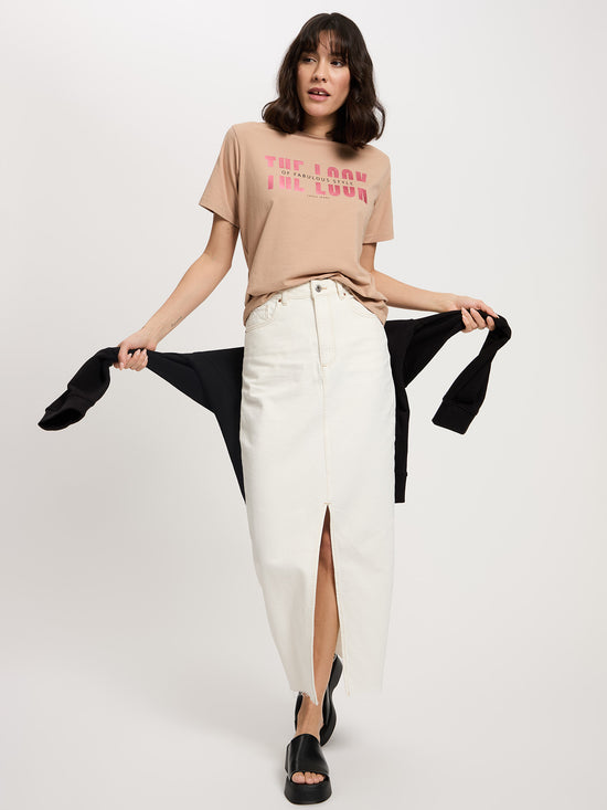 Damen Regular T-Shirt In Taupe