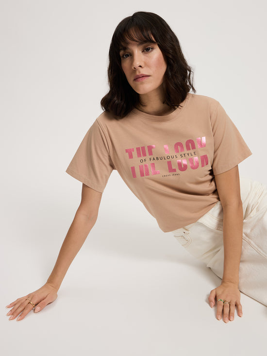 Damen Regular T-Shirt In Taupe