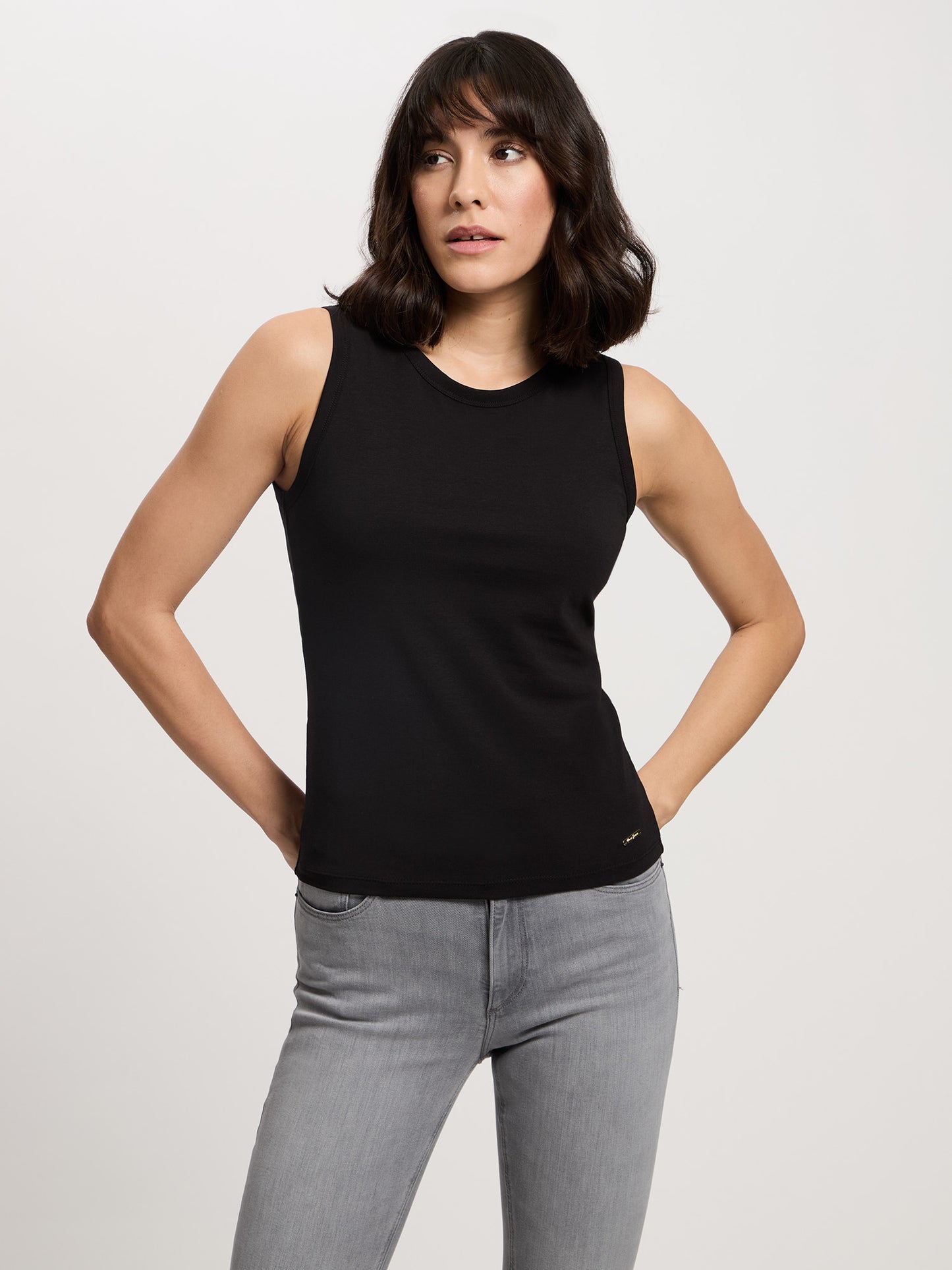 Damen Slim T-Shirt in schwarz
