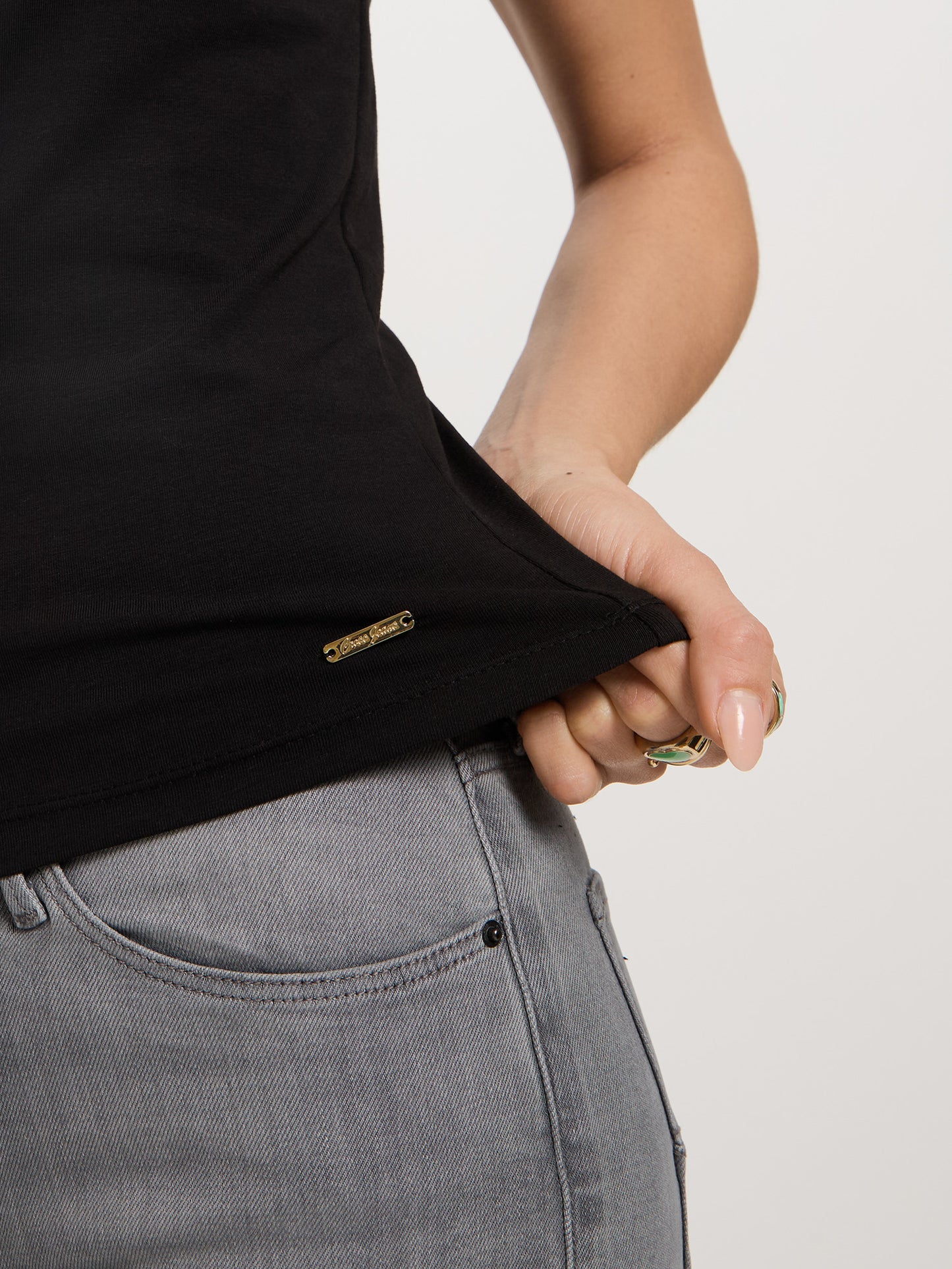 Damen Slim T-Shirt in schwarz