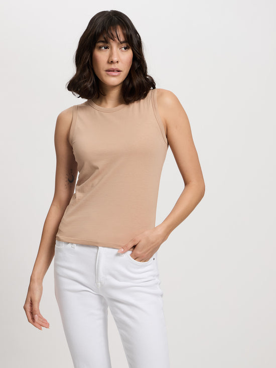 Damen Slim T-Shirt in taupe
