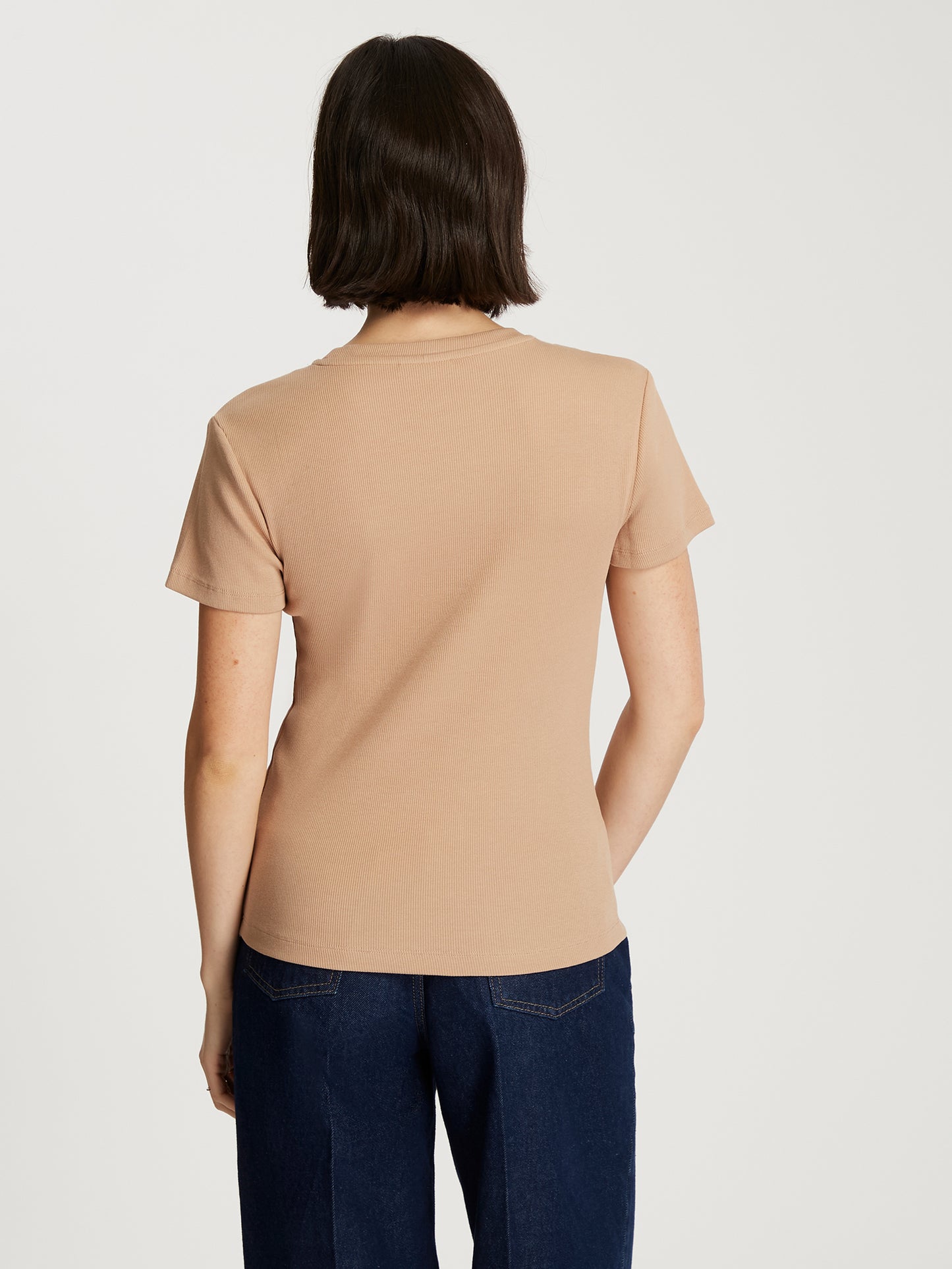 Damen Slim T-Shirt In Taupe