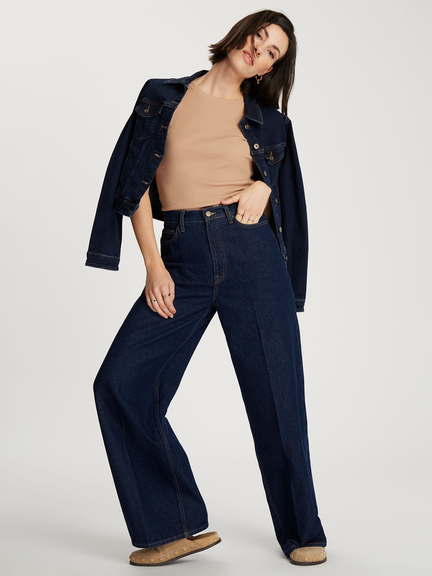 Damen Slim T-Shirt In Taupe
