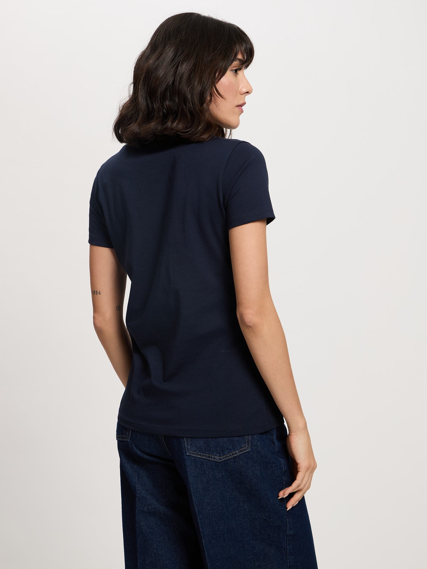 Damen Slim T-Shirt in dunkelblau
