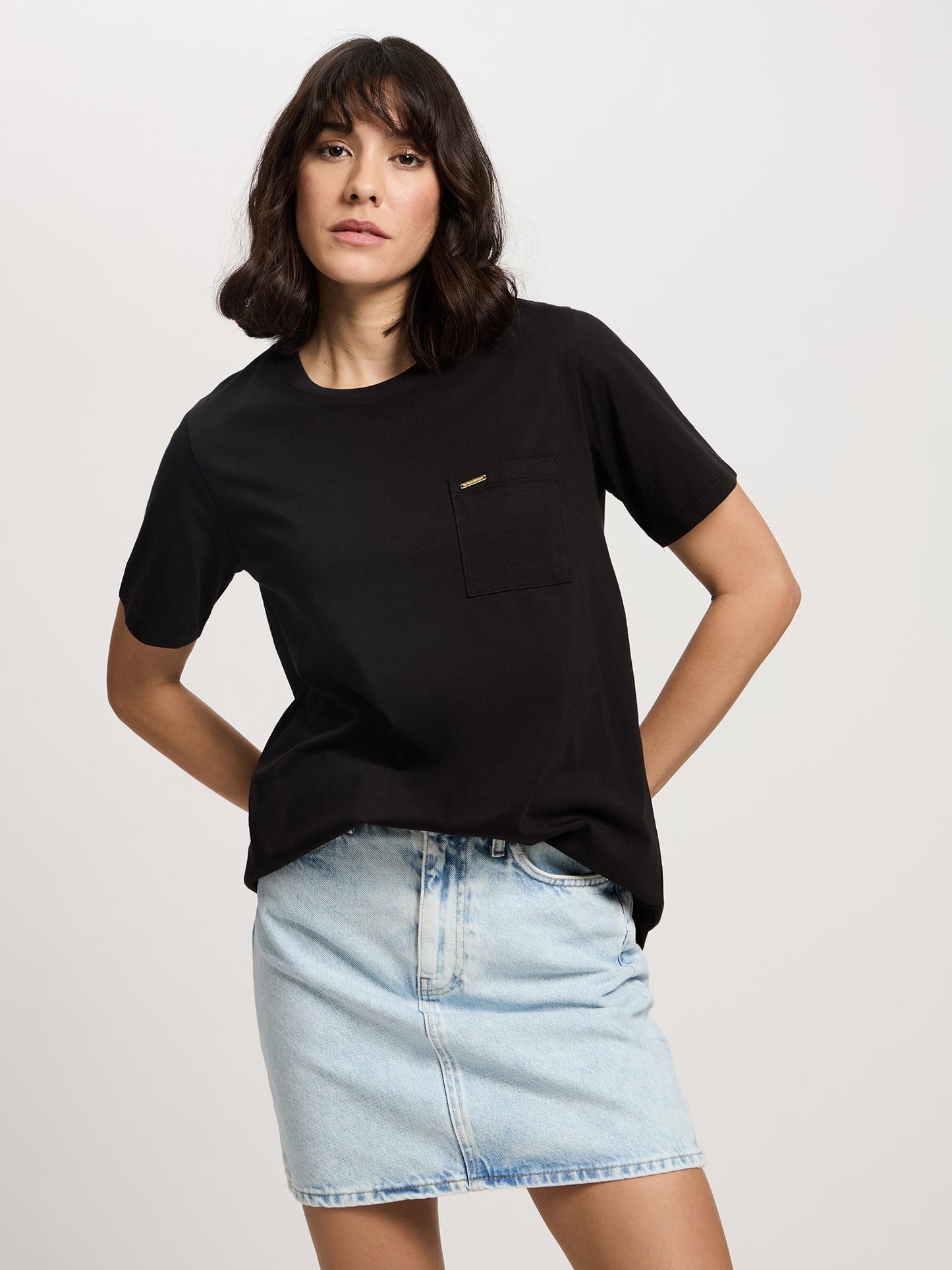 Damen Regular T-Shirt in schwarz