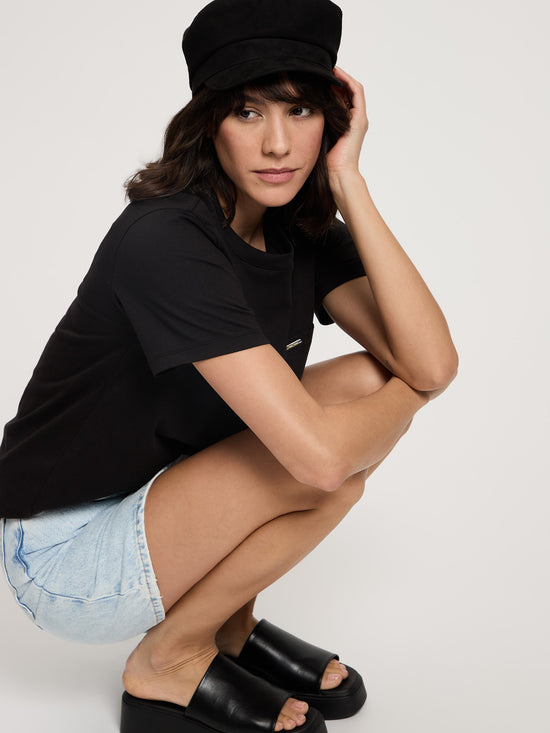 Damen Regular T-Shirt in schwarz