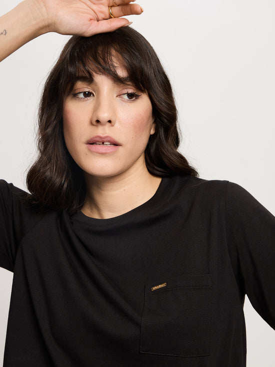 Damen Regular T-Shirt in schwarz
