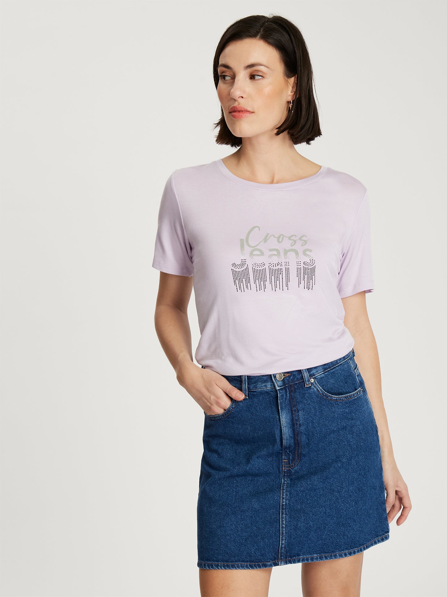 Damen Slim T-Shirt in hellem violett