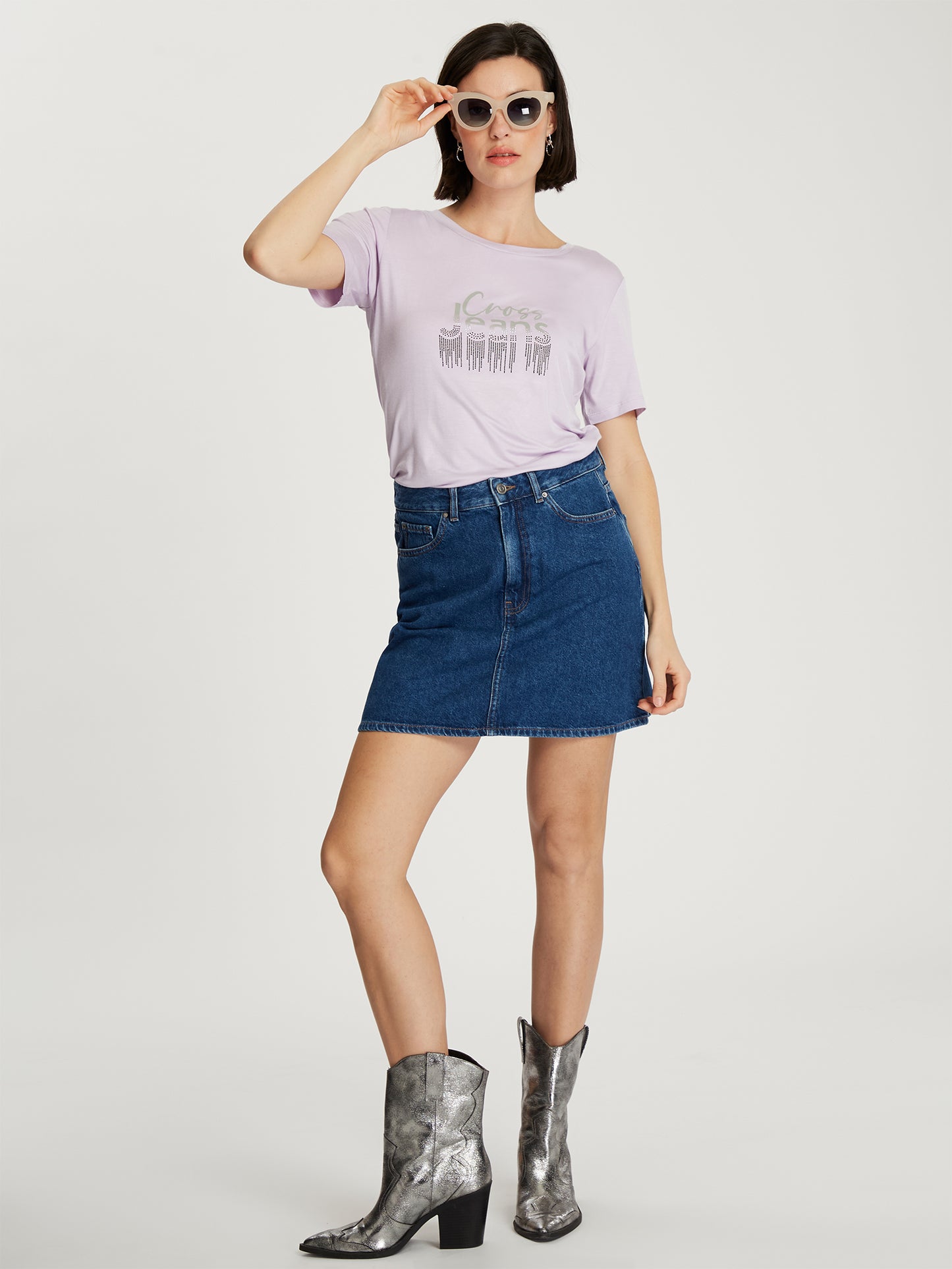 Damen Slim T-Shirt in hellem violett