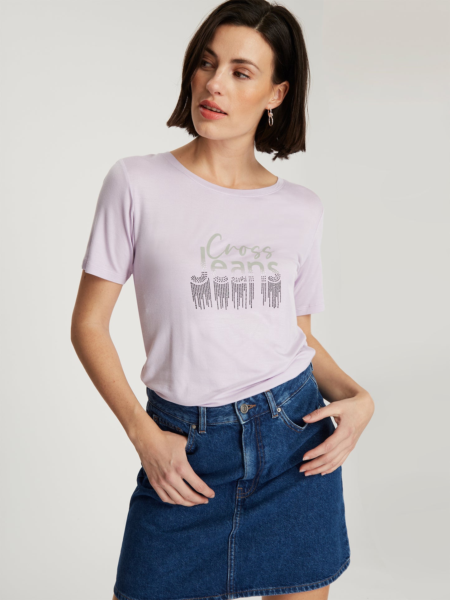 Damen Slim T-Shirt in hellem violett
