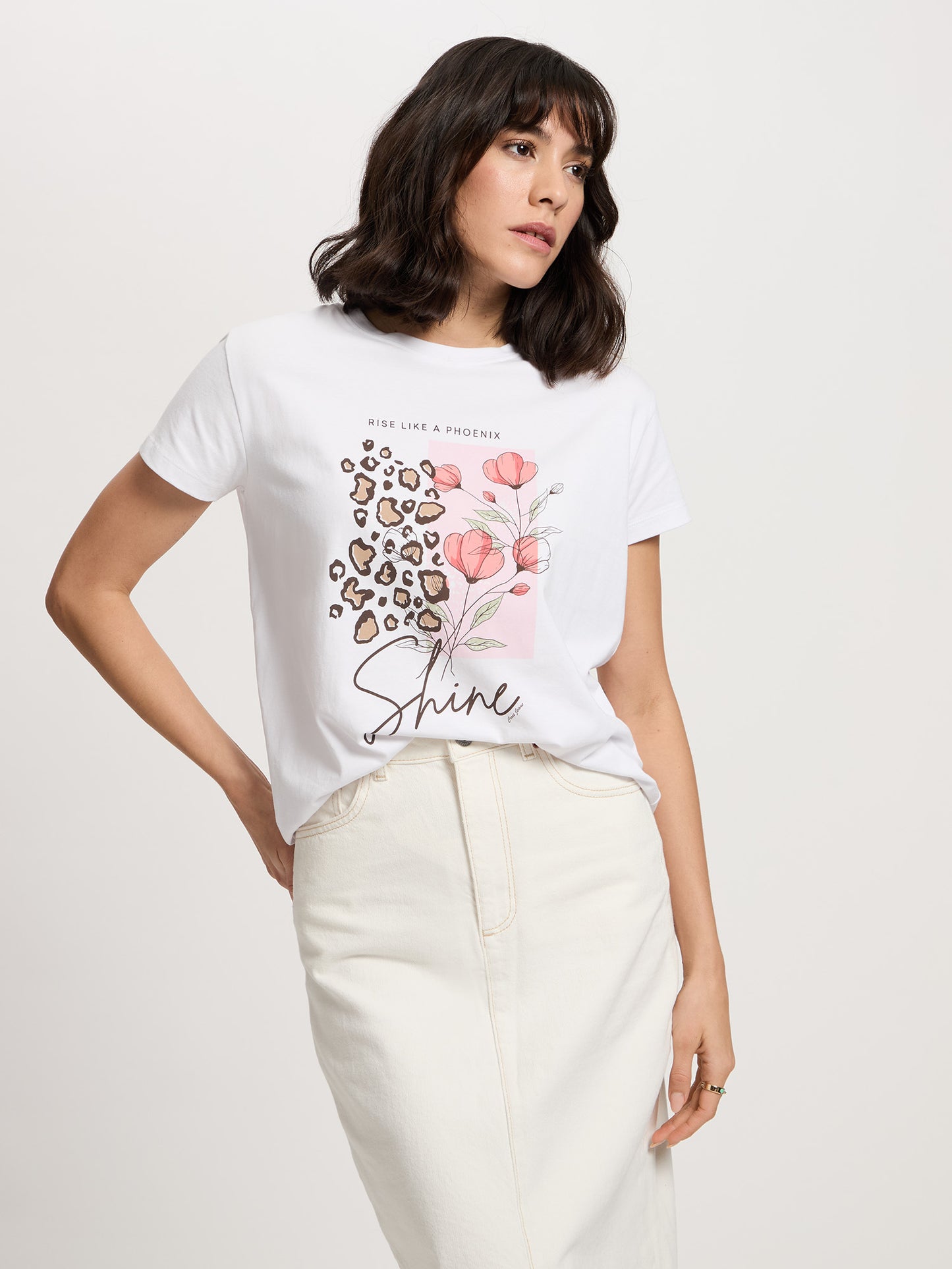Damen Regular T-Shirt in weiß