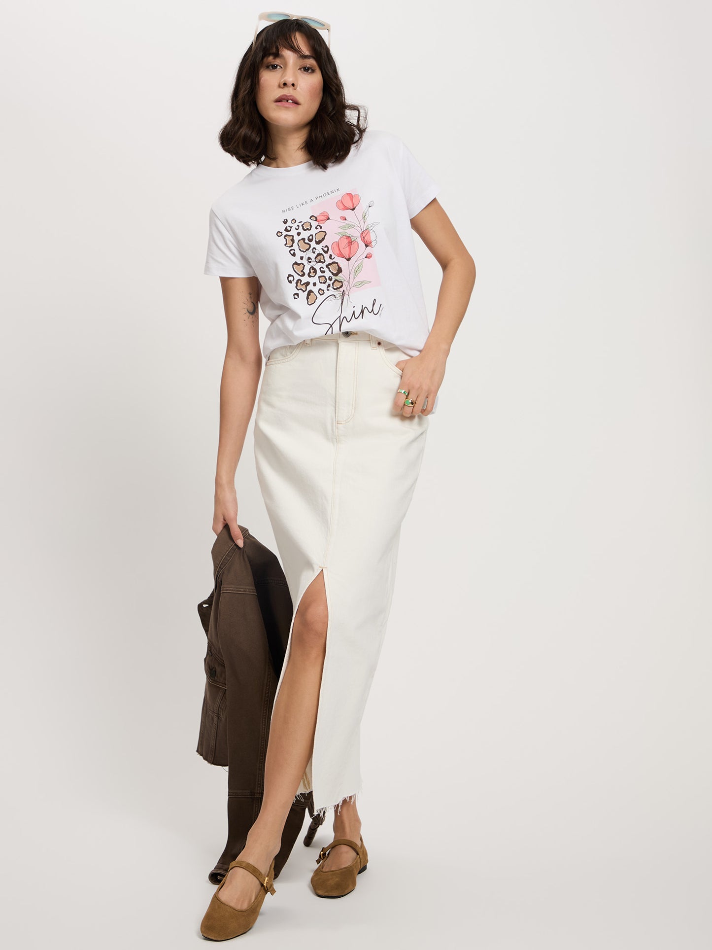 Damen Regular T-Shirt in weiß