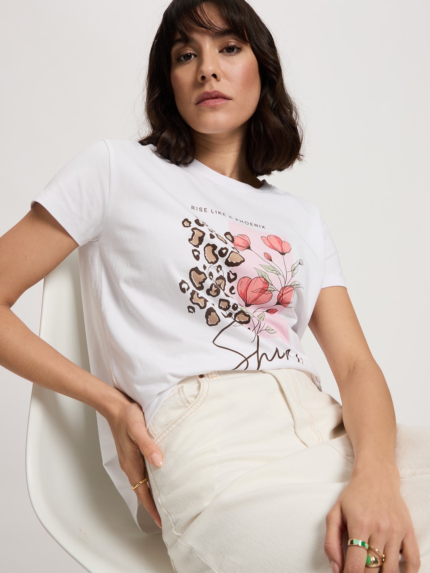Damen Regular T-Shirt in weiß