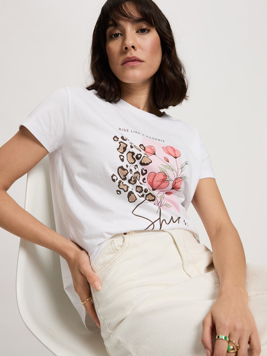 Damen Regular T-Shirt in weiß