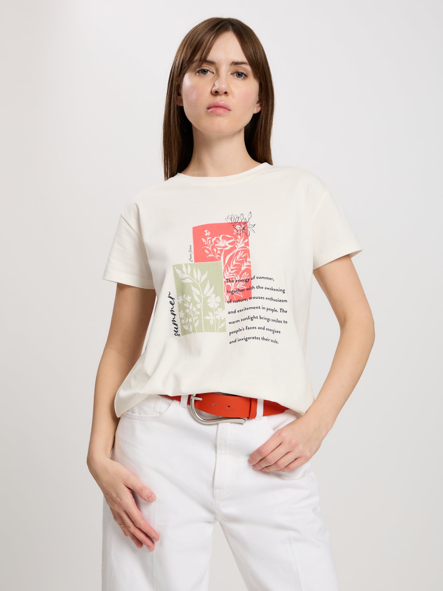 Damen Regular T-Shirt in ecru