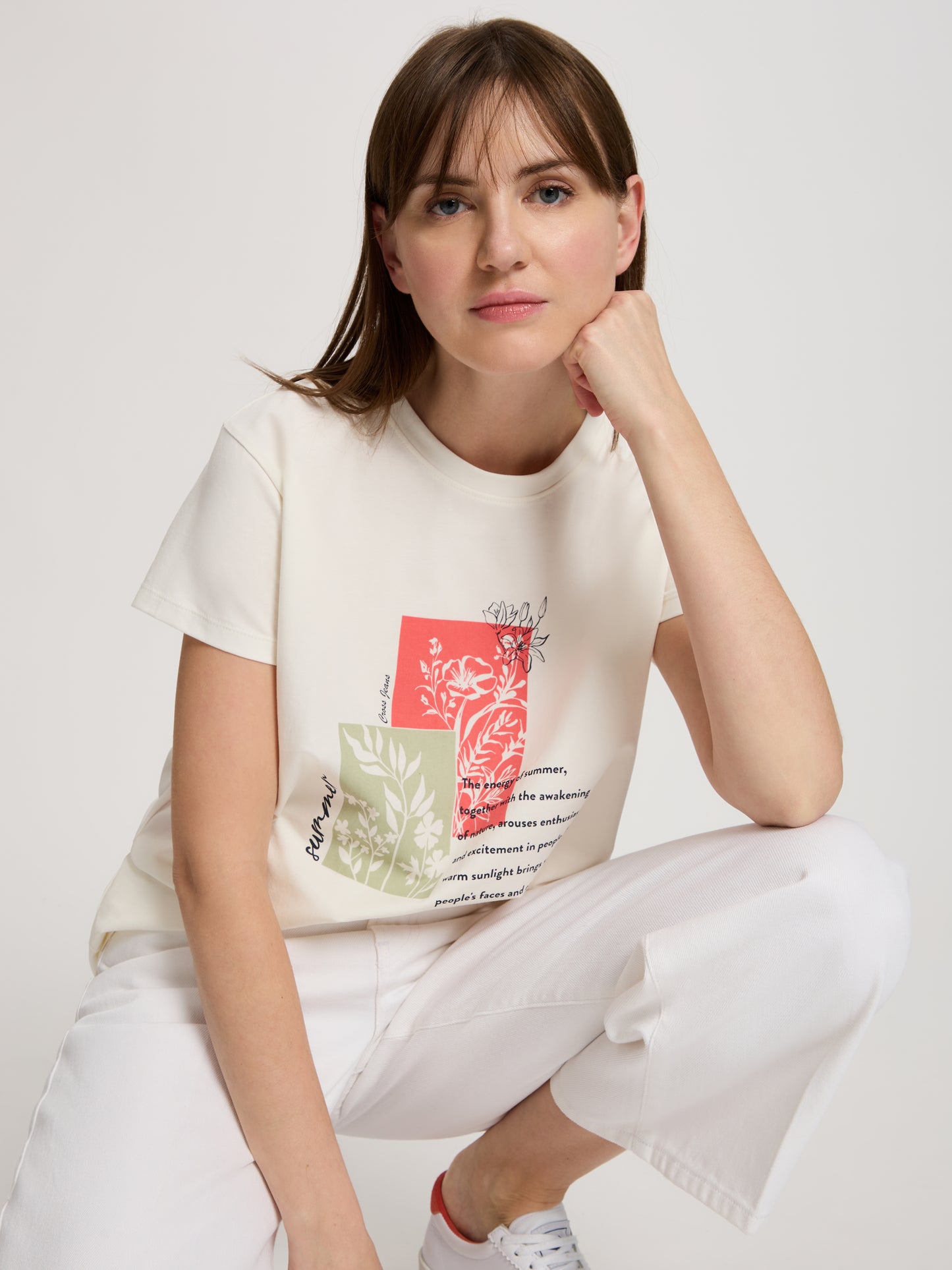 Damen Regular T-Shirt in ecru