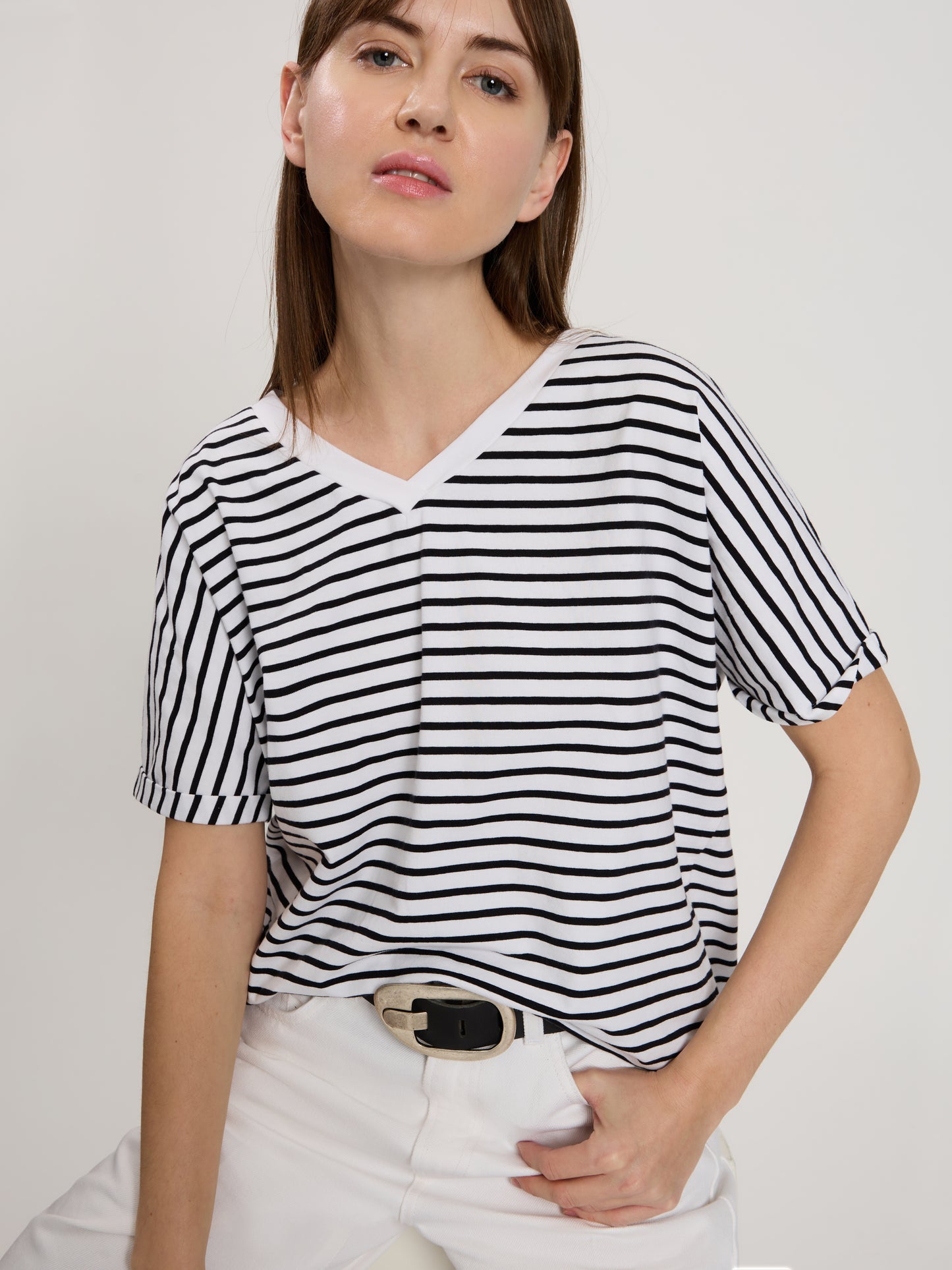 Damen Regular T-Shirt gestreift