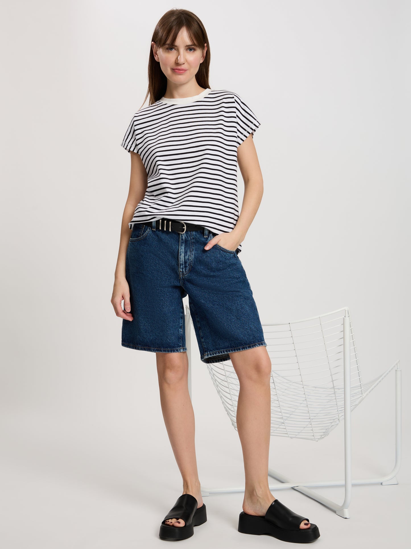 Damen Regular T-Shirt gestreift