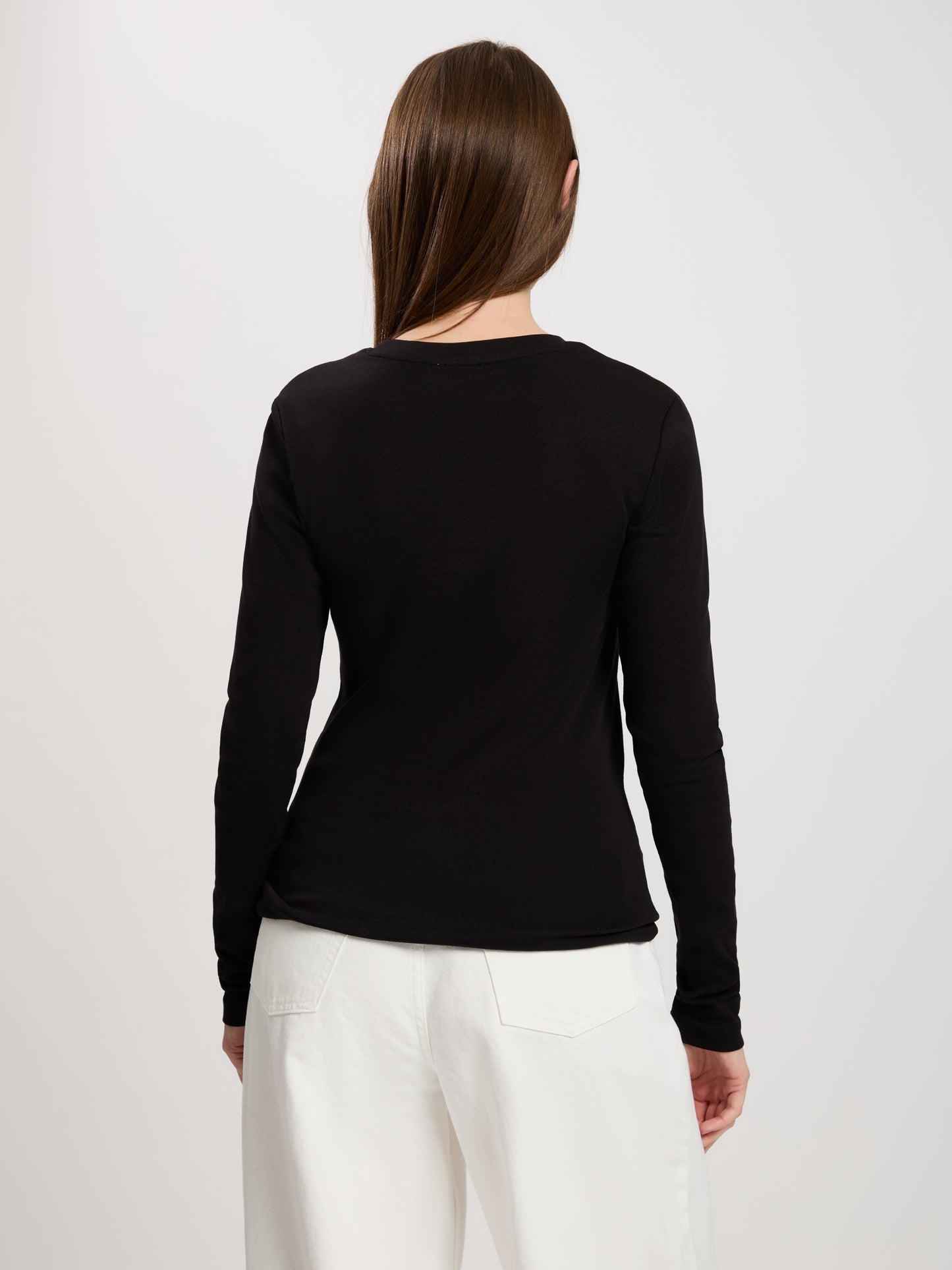 Damen Regular Langarmshirt in schwarz