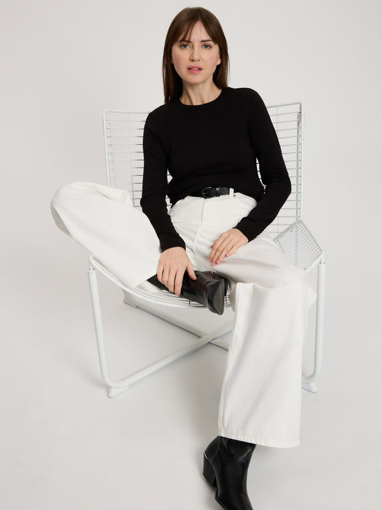 Damen Regular Langarmshirt in schwarz
