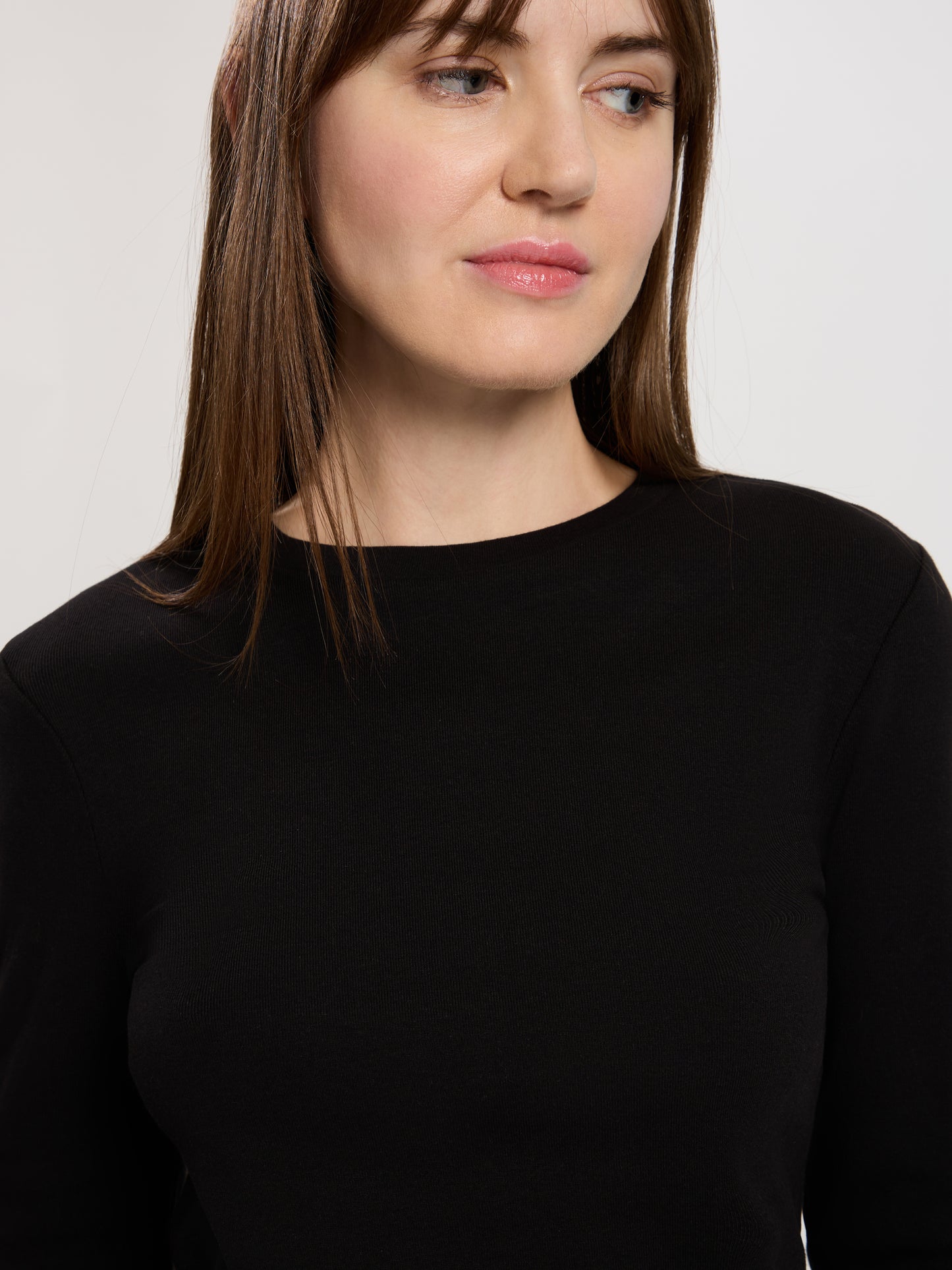 Damen Regular Langarmshirt in schwarz