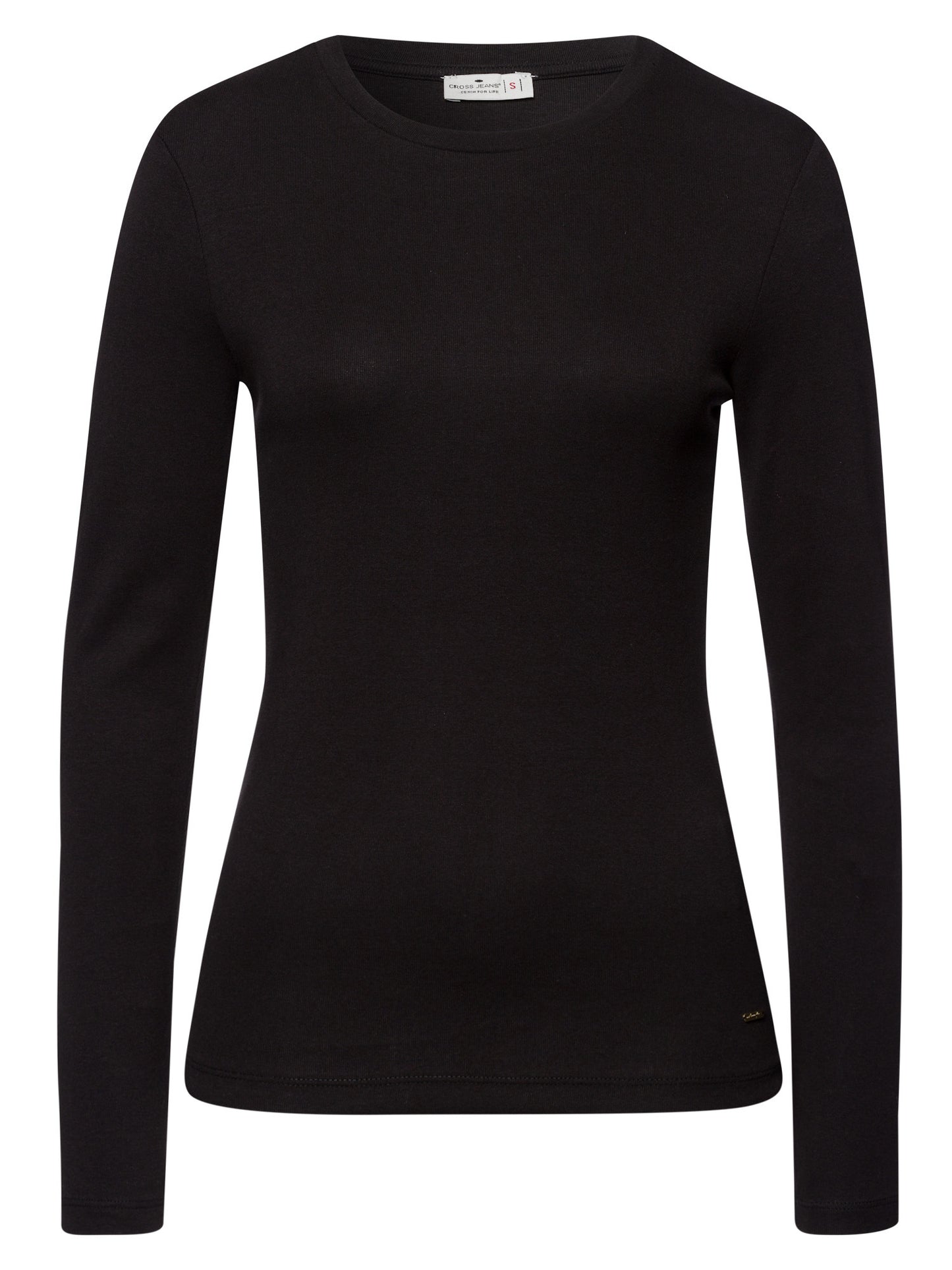 Damen Regular Langarmshirt in schwarz